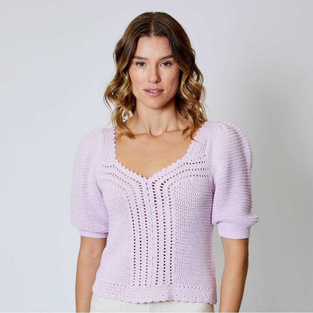 Design History Wild Lilac Lavender Crochet Feminine Top L